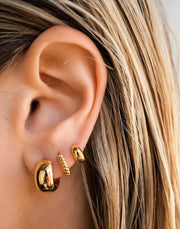 Gold Rope Chain Hoop Earrings for Women — 925 Sterling Silver, 18K Gold Plated on model